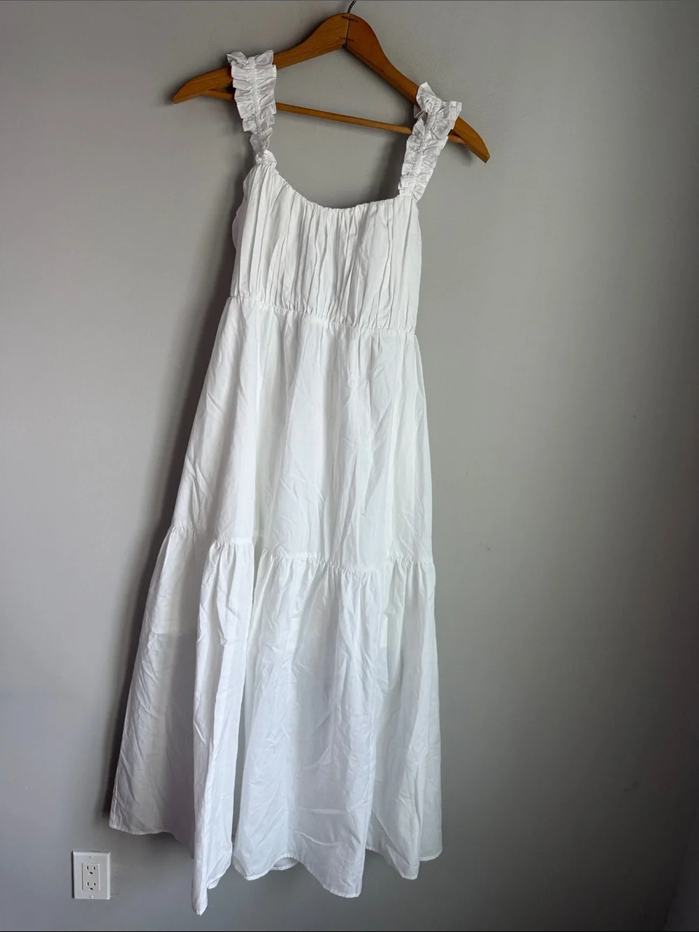NEW Abercrombie & Fitch poplin bow back ruffle strap maxi dress MP